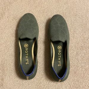 Rothy’s loafers in olive green print